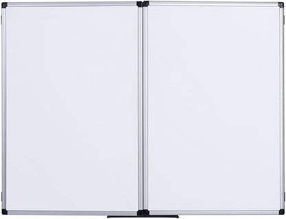 Bi-Office Maya Trio Whiteboards, Magnetisch Oppervlak van Gelakt Staal, Aluminium Omlijsting, Formaat Open 180x60 cm, Geloten 90x60 cm