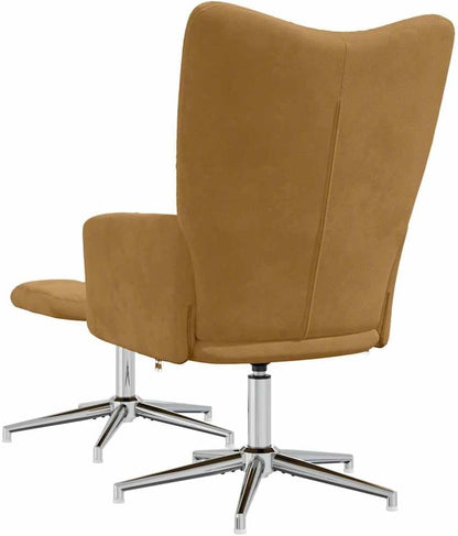 Relaxstoel met poef, bruin, fluweel, tv-stoel met ligfunctie, enkele ligstoel, relaxstoel voor woonkamer, slaapkamer met voetensteun, A2