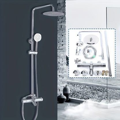 Thermostatische Regendouche – Douchekop – Doucheset – Handdouche – Regenkraan – Messing Chroom – 25,4 cm Diameter – Temperatuurregelaar 20-50℃