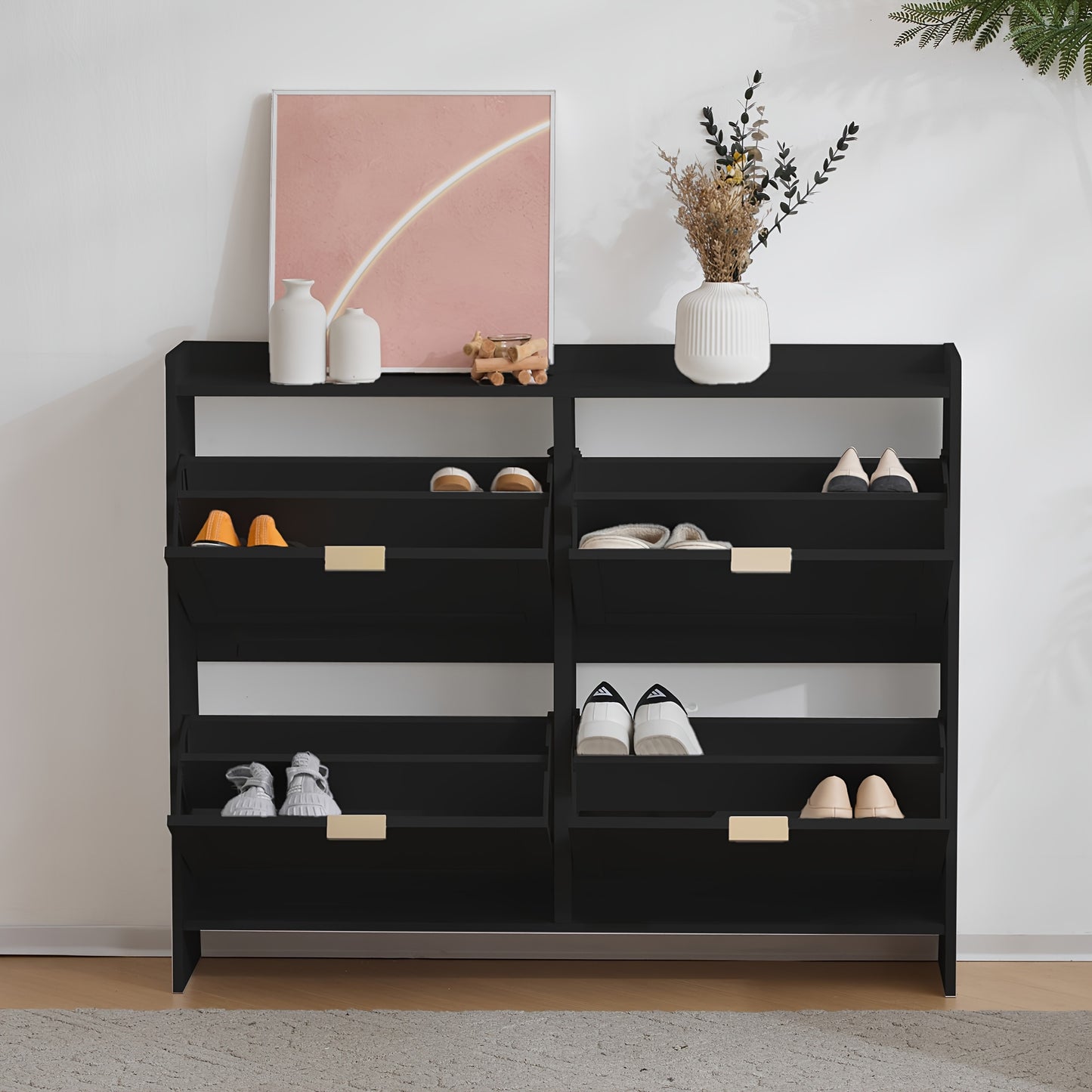 Schoenenkast – Schoenenrek – Schoenopberger – Halmeubel – Mudroomkast – Modern Metaal en Bamboe – Ruimtebesparend Design – Stevig en Duurzaam
