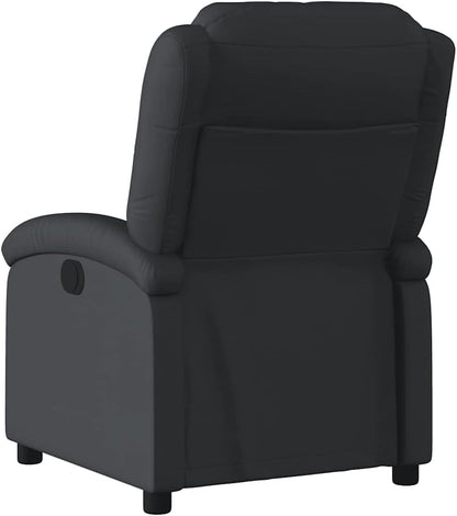 Relaxstoel – Tv-Stoel – Ligstoel – Fauteuil – Loungechair – Echt Zwart Leer – Handmatige Ligfunctie – Stevig Frame