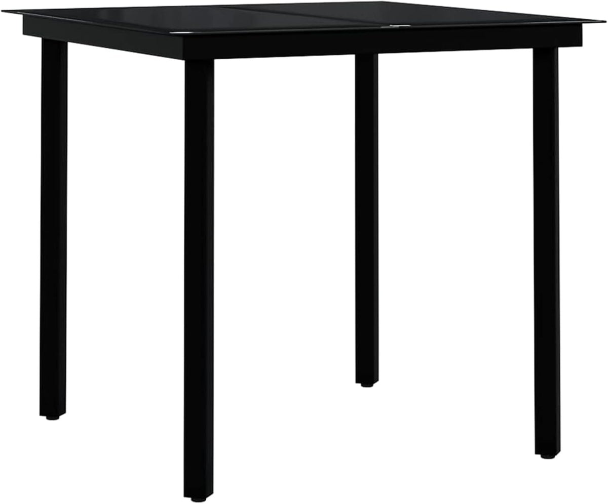 Eetkamerset voor de tuin, 3-delig, grijs en zwart, eetkamerset, eetkamer voor buiten, tuinmeubelen - QUORE