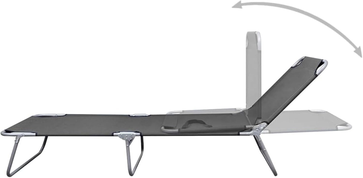 Gecheer Foldable Sun Lounger with Adjustable Backrest, Grey, Tilting Lounger for Garden, Outdoor, Beach Lounger, Relax Lounger, for Camping, Balcony, Swimming Pool - QUORE