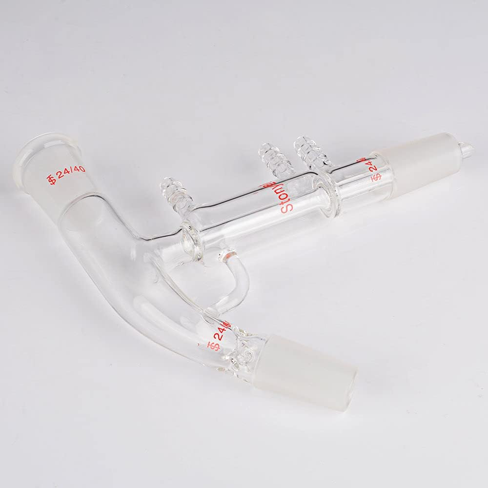 Destillatiekop met Korte Weg – Short Path Destillatie Apparaat – Destillatie-Adapter – Vacuüm Destillatiekop – Laboratorium Glaswerk – Borosilicaatglas – 24/40 Slijpverbinding met 3 Slangaansluitingen