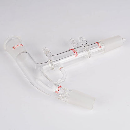 Destillatiekop met Korte Weg – Short Path Destillatie Apparaat – Destillatie-Adapter – Vacuüm Destillatiekop – Laboratorium Glaswerk – Borosilicaatglas – 24/40 Slijpverbinding met 3 Slangaansluitingen