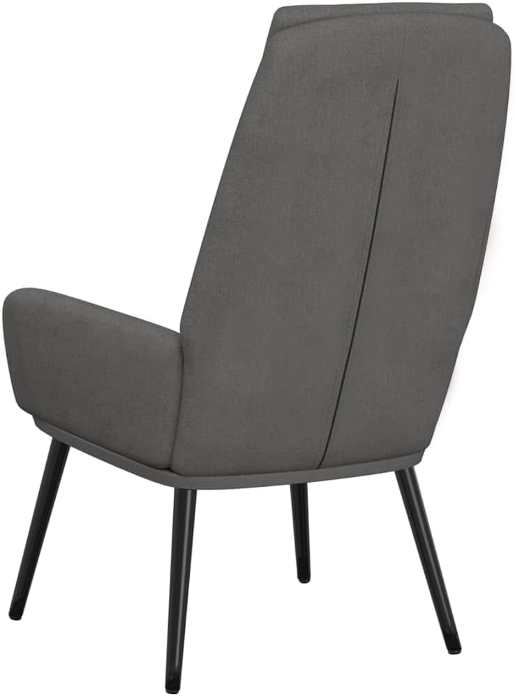 Relaxstoel – Fauteuil – Zitzak – Lounge Stoel – Woonkamerstoel – Lichtgrijs Polyesterweefsel – Metalen Frame – Gevoerde Armleuningen – Breed Zitvlak 50 cm