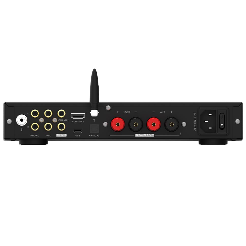 SMSL AL400 DAC-fotoversterker, eindversterker, CA43131-decoderingchip, 4-traps low-pass/5 filtermodi compatibel met MM/MC Phono-cartridges Volledige MQA DAC-ondersteuning DSD Professional EQ/eARC