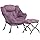 Relaxfauteuil – Relaxstoel – Leunstoel – Leerstoel – Fauteuil met Voetenkruk – Pluche Paars – Stalen Frame – Belastbaar tot 227 kg