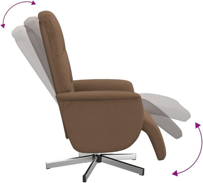 Fauteuil – Relaxstoel – Zitzetel – Loungefauteuil – Draaifauteuil – Verstelbare Rugleuning – 360° Draaibaar – Bruin Stof