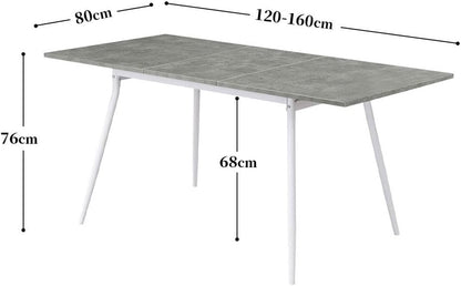 Uittrekbare Eettafel – Keukentafel – Houten Tafel – Eettafel 4-6 Personen – Uitschuifbare Tafel – Scandinavisch Design – Eiken Look – MDF Melamine – Metalen Frame