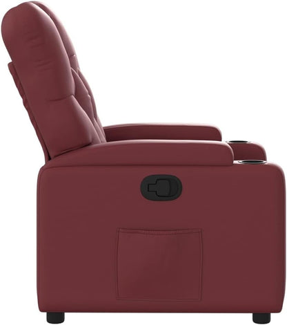 Leunstoel, wijnrood, kunstleer, meubelstuk voor woonkamer, fauteuil, relaxstoel, slaapkamerstoel, model 372507 - QUORE