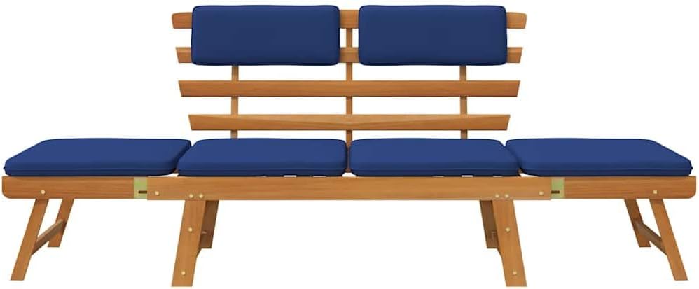 vidaXL Garden bench with cushions 2-in-1 190 cm solid acacia wood