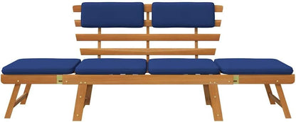 vidaXL Garden bench with cushions 2-in-1 190 cm solid acacia wood