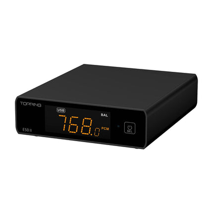 Topping E50II DAC Compacte Hi-Res audio-desktop met AK4497S, DSD512, PEQ 10-bands en Bluetooth LDAC voor hoofdtelefoon en luidsprekers, zwart