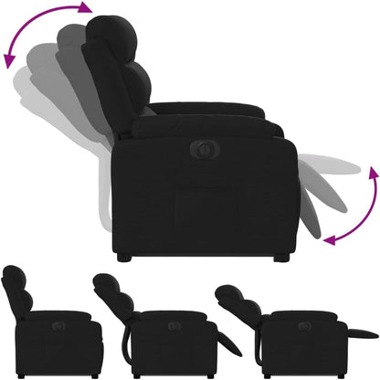 Relaxstoel met opstahulp – Elektrische relaxstoel – Tv-stoel – Ligstoel – Elektrische fauteuil – Zwarte stof – Kantelfunctie tot 135 graden – Comfortabele elektrische ligfunctie