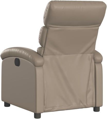 Elektrisch Verstelbare Fauteuil – Relaxstoel – Loungechair – TV Stoel – Relaxfauteuil – Kunstleer Cappuccino – Elektrische Verstelling Tot 135° – Zijvak & Duurzame Constructie