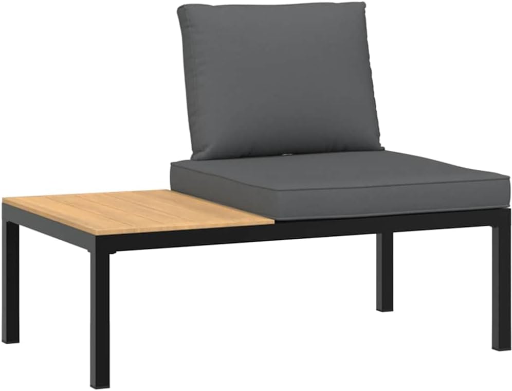 Garden Bench with Cushion Black Aluminium Bench Park Bench Balcony Bench Outdoor Bench for Garden Patio Balcony - QUORE