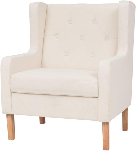 Fauteuil crèmewit stof fauteuil met kruk lounge stoel voor binnen kantoor