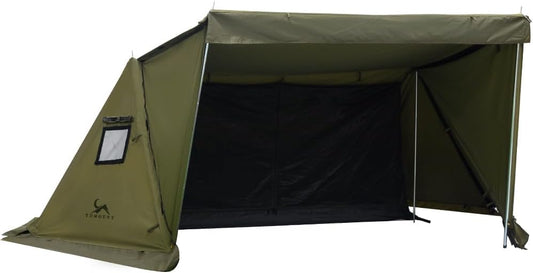 TOMOUNT Huistent van katoen, voor 1 persoon, Minilite schuiltent met binnentent en ovengat voor tentkachel 4 jaar, campingtent voor outdoor, kamperen, wandelen, trekking