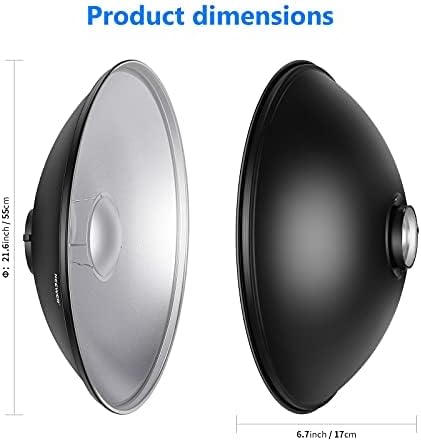 NEEWER 55 cm metalen schoonheidsschotel Bowens Mount Reflector met witte diffuser, honingraatrooster voor stroboscoopflits videolamp, compatibel met Godox AD600 NEEWER CB60 Q4 Vision 4 S101-serie,