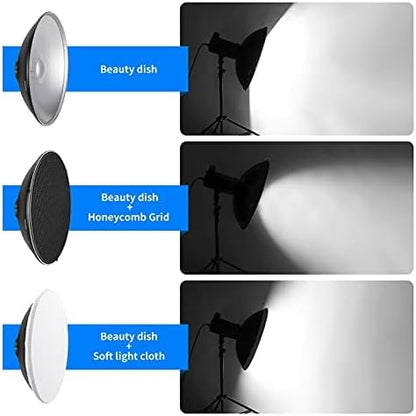 NEEWER 55 cm metalen schoonheidsschotel Bowens Mount Reflector met witte diffuser, honingraatrooster voor stroboscoopflits videolamp, compatibel met Godox AD600 NEEWER CB60 Q4 Vision 4 S101-serie,