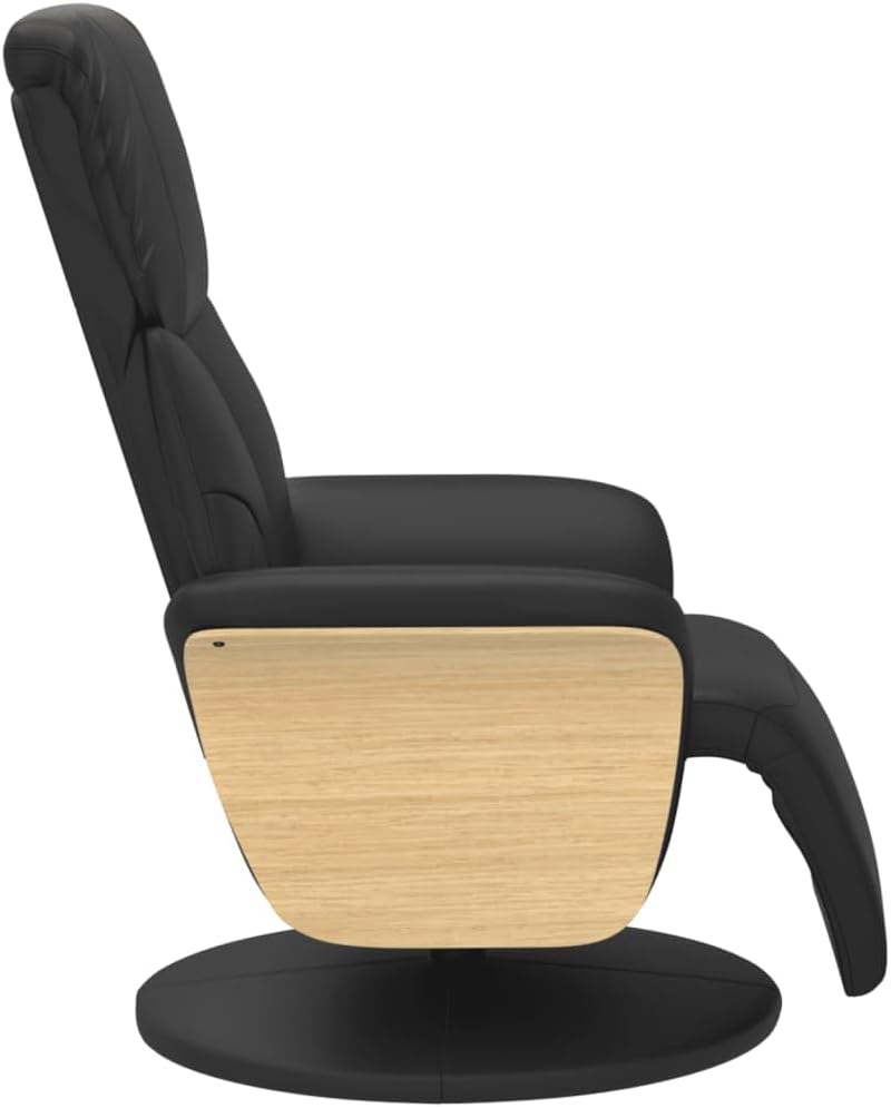 Relaxstoel – Fauteuil – TV-Stoel – Ligstoel – Loungestoel – 360° Draaibaar – Verstelbare Rugleuning 105-125° – Zwart Kunstleer