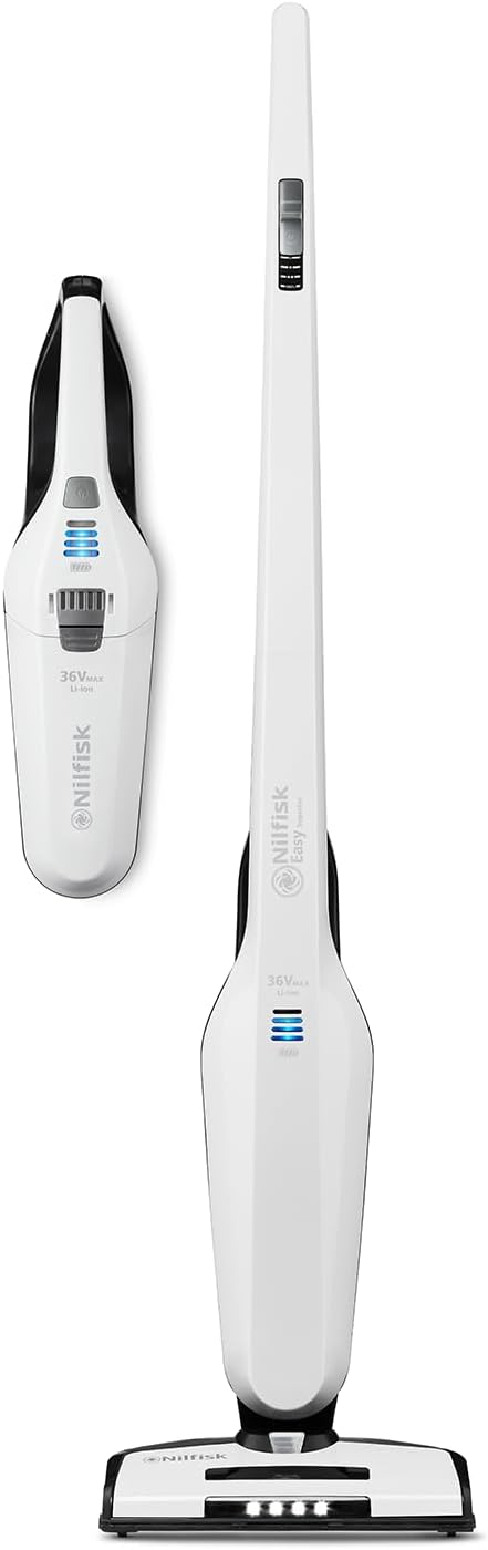 Nilfisk Easy 2-in-1 Steelstofzuiger – Snoerloos en Zakloos – Steelstofzuiger en Handstofzuiger, 36V – Wit