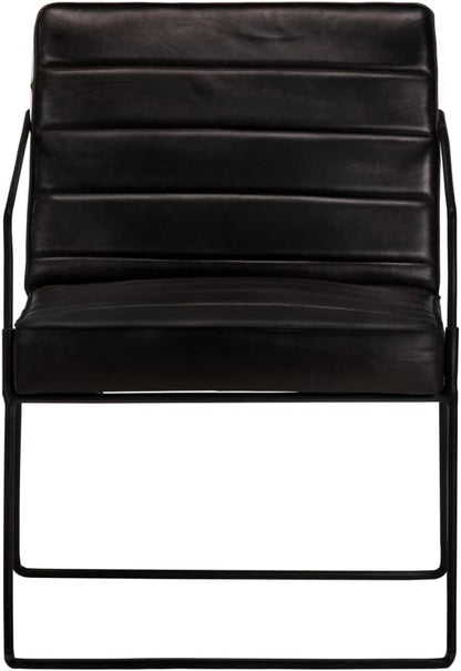 Armchair Black Genuine Leather Lounge Chair TV Chair Recliner Office Chair Chair for Bedroom Living Room Study Office