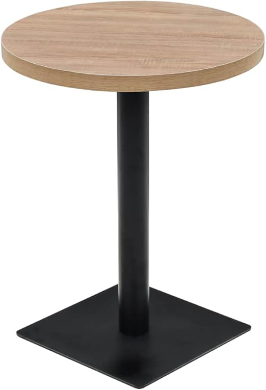 Gecheer Table Bistro Table Round Modern MDF Oak Diameter 60 x 75 cm Round Kitchen Table Bar Table Round Modern Table - QUORE