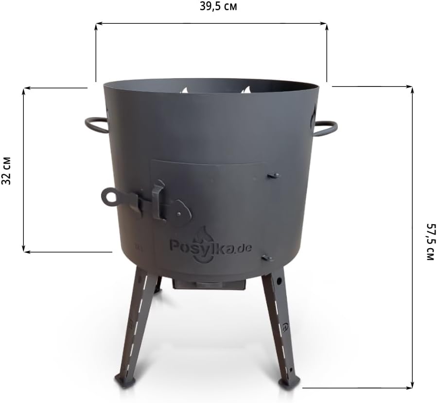 kazan Dutch Oven with Cast Iron Pan, Round Bottom with Lid (12 Litres), KazanoFF, Outdoor, Fire Bowl, Camping - QUORE
