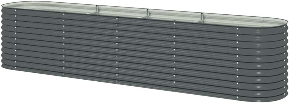 vidaXL Planter 400x80x81cm Galvanized Steel Silver Garden Container Flower Box - QUORE