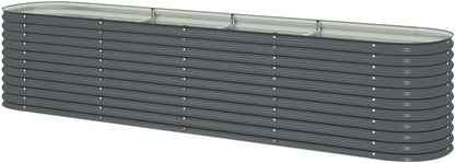 vidaXL Planter 400x80x81cm Galvanized Steel Silver Garden Container Flower Box - QUORE