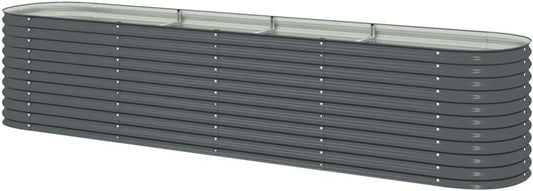 vidaXL Planter 400x80x81cm Galvanized Steel Silver Garden Container Flower Box - QUORE