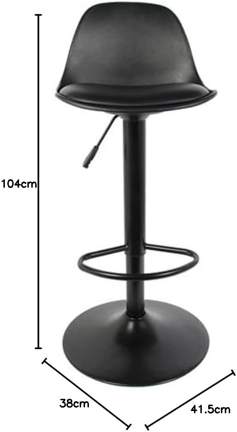 HOME DECO FACTORY HD6215 Set van 2 zitkrukken, bovenstoel, bar, zwart, PU, kunststof, andere Ty, 38 x 41,5 x 104 cm