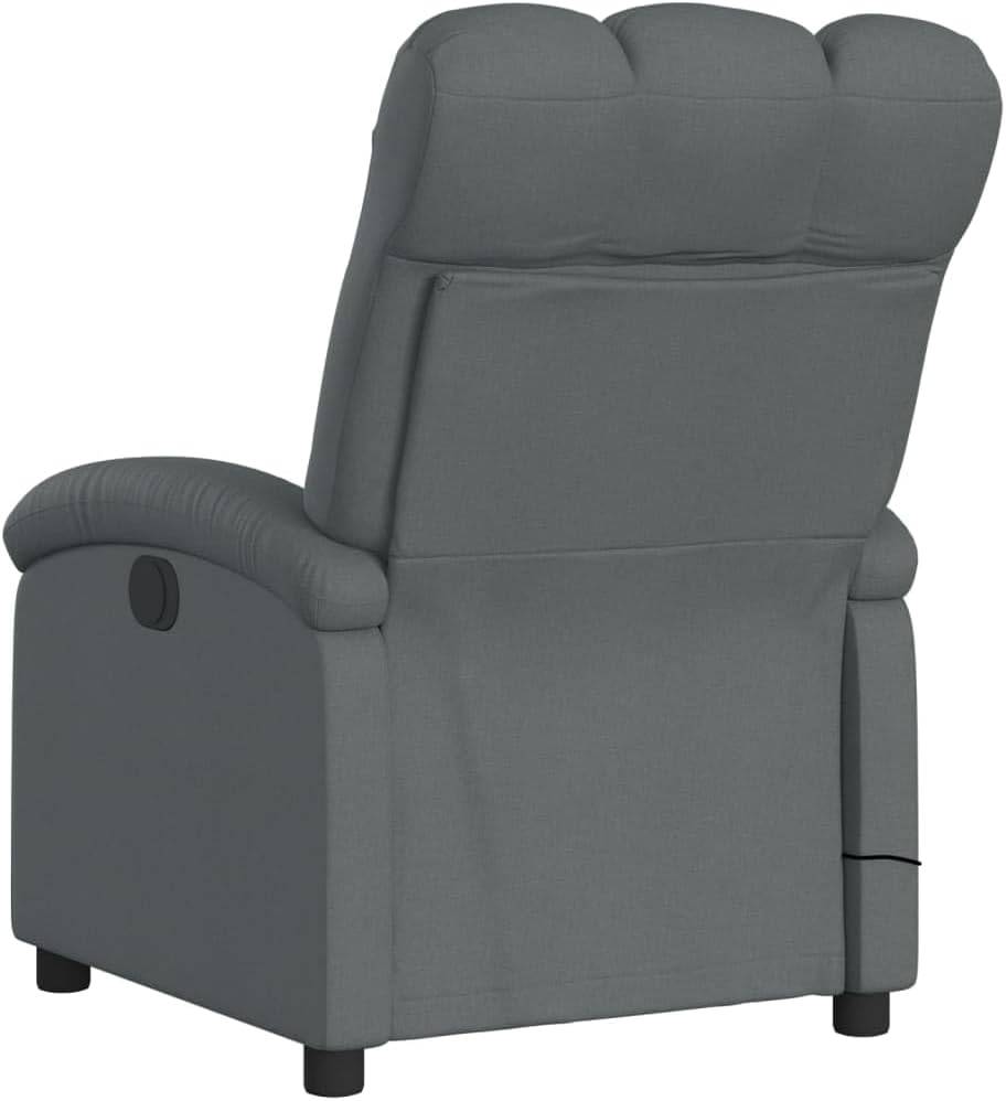 Massage Relaxstoel – Massagestoel – Relaxfauteuil – Verstelbare Stoel – Zithoekstoel – 6 Massagepunten – Donkergrijze Polyester Bekleding