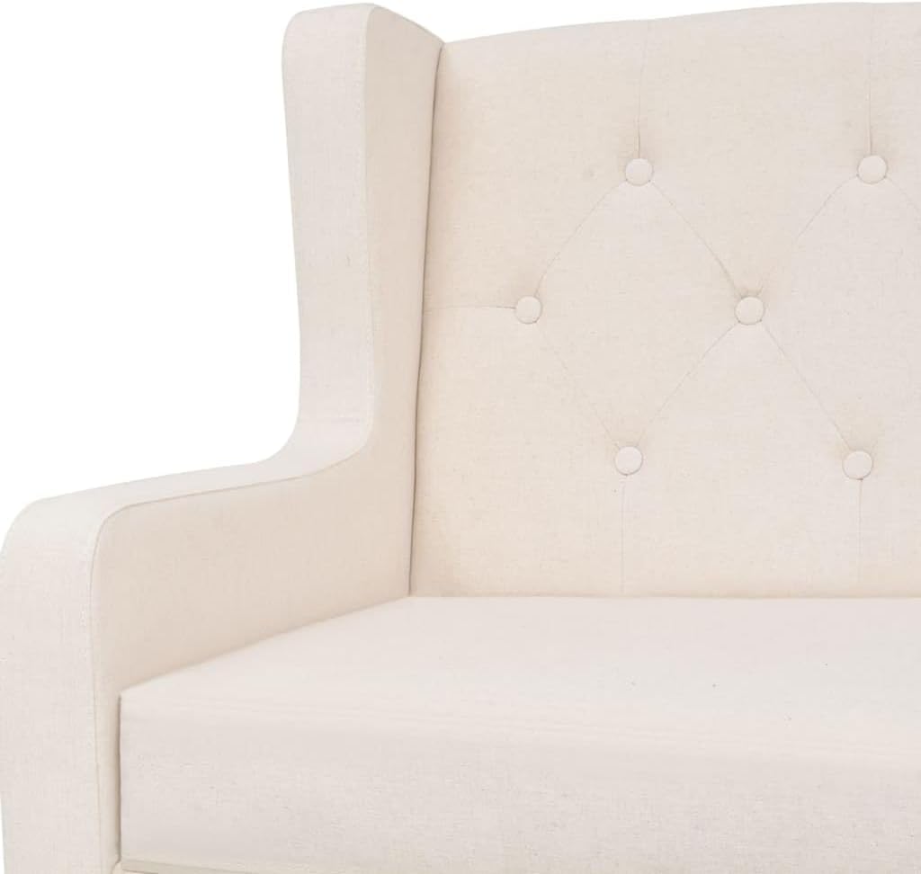 Fauteuil crèmewit stof fauteuil met kruk lounge stoel voor binnen kantoor