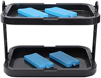 APS 9204 Doppeldecker Buffet Display Case, 2 transparante Roll-Top Bonnets, 2 RVS Tray, 4 Koelaccumulatoren, Ruimtebesparende Opslag