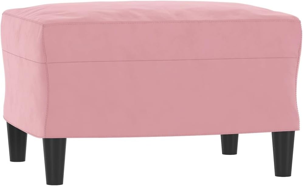 Fauteuil met kruk roze 60 cm fluwelen gestoffeerde stoel relaxstoel comfortabel ontspannen modern design duurzaam velours robuust frame veelzijdige voetenbank compact