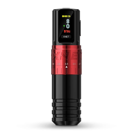 Vipera - Tattoo Machine - Tattoo pen - Tattoo Set - Complete set voor beginners & gevorderden - Verstelbare slag 2.4-4.2mm - 10500Rpm - 2400mah - Tattoo Machine Pen - Rood - QUORE