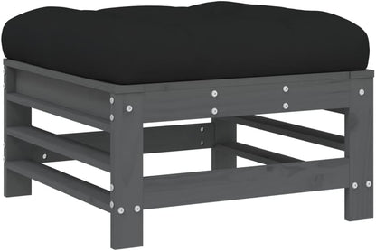 vidaXL 3-piece Lounge set with cushions solid wood grey - QUORE