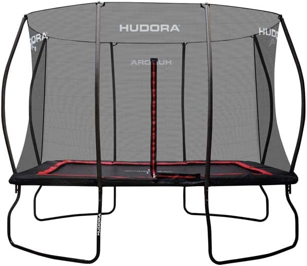 HUDORA Trampoline 4square – 244 x 366/215 x 305 cm grote, rechthoekige outdoor trampoline – rechthoekige sporttrampoline voor maximaal 120 kg – familietrampoline met hoge veerkracht – hoogwaardige