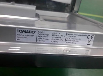 Tomado TDW5501B - Mini dishwasher - Small dishwasher - Freestanding - 6 place settings - 5 programs - Energy class D - Black
