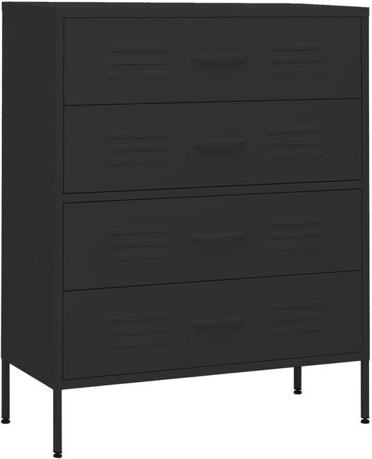 vidaXL Chest of drawers 80x35x101.6 cm steel black, chest of drawers, drawer cabinet, side cupboards, drawer cabinets, side cabinets, cupboards, cupboards, cupboards, cupboards
