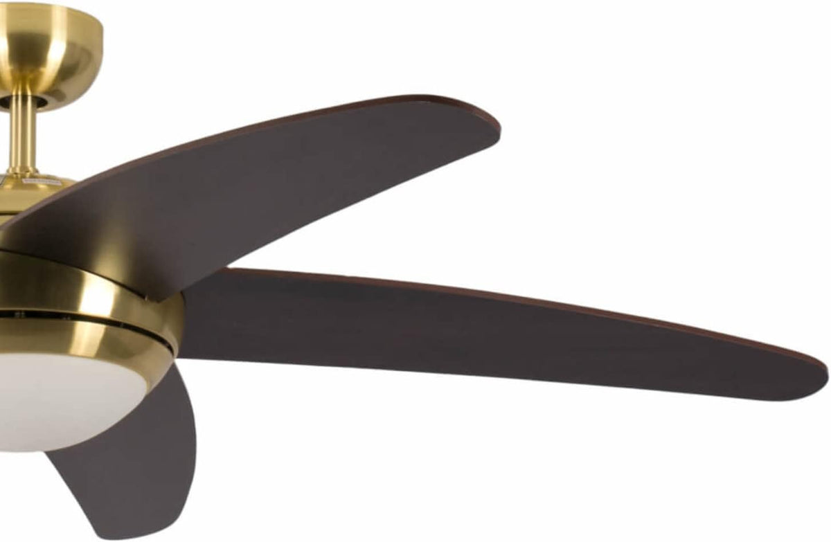 Plafondventilator met verlichting en afstandsbediening Melton, behuizing messing, vleugelkleur bruin/wanaque, 132 cm