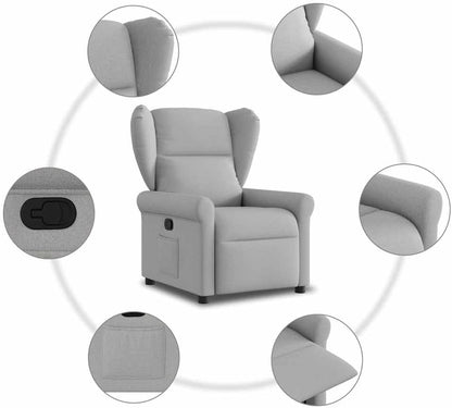 Relaxstoel – Fauteuil – Loungestoel – TV Stoel – Ligstoel – Wolkengrijs Stof – Handmatige Ligfunctie – Stevig Hout-Metaal Frame