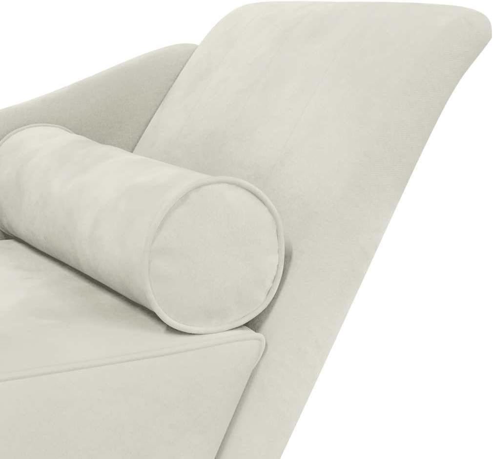 Chaise Longue – Lounge Sofa – Divan – Loungestoel – Zithoek Bank – Velvet Creme – Compact Formaat – Zacht Luxe Zitcomfort