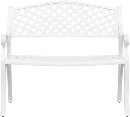 Tuinbank, 102 cm, gegoten aluminium, wit, klassieke zitbank voor tuin, balkon, terras - QUORE