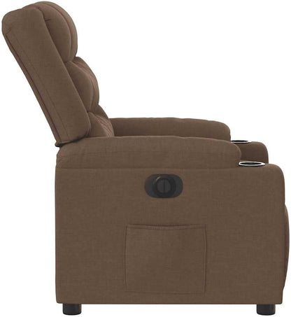 Relaxstoel – Elektrische Fauteuil – Stoel – Ligstoel – Fauteuil Met Kruk – Bruin – Stof – Motorisch Verstelbaar – Maximaal Comfort