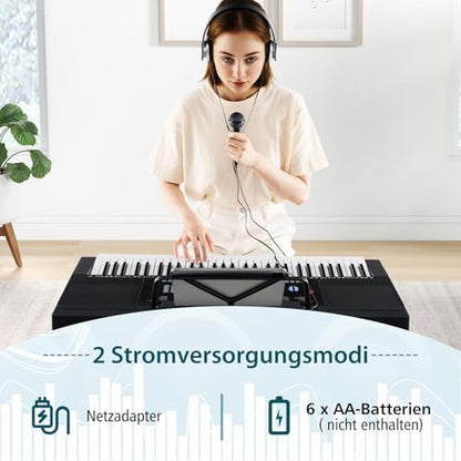 Keyboard piano 61 toetsen – Elektronisch keyboard – Digitale piano – Keyboardset – Muziekkeyboard – 300 tonen, 300 ritmes en 50 demo's – 3 leermodi