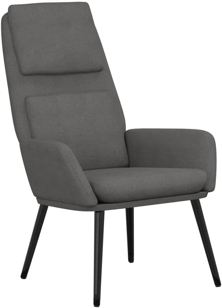 Relaxstoel – Fauteuil – Zitzak – Lounge Stoel – Woonkamerstoel – Lichtgrijs Polyesterweefsel – Metalen Frame – Gevoerde Armleuningen – Breed Zitvlak 50 cm
